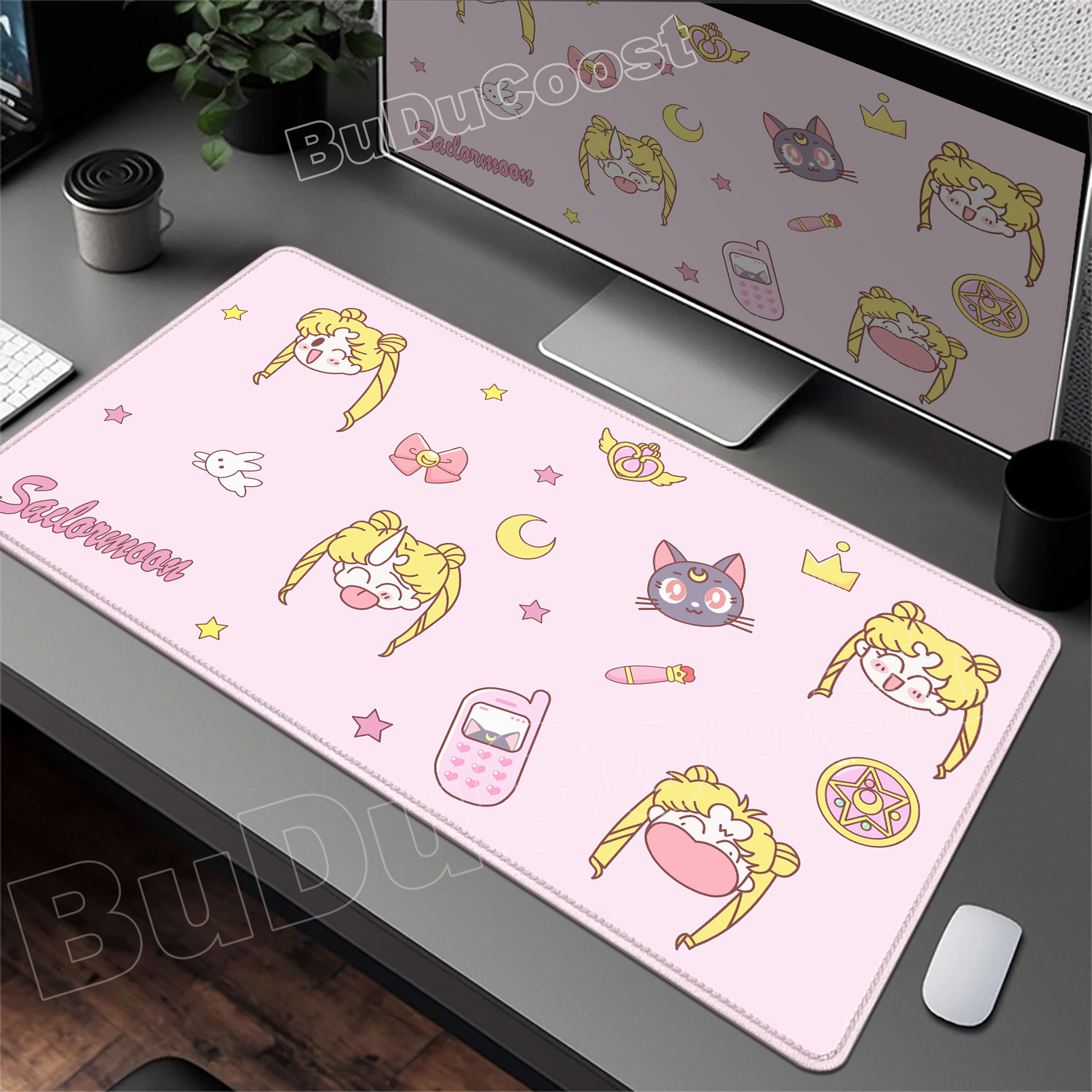Gaming Accessories Pink - Tapis de bureau rose mignon Anime