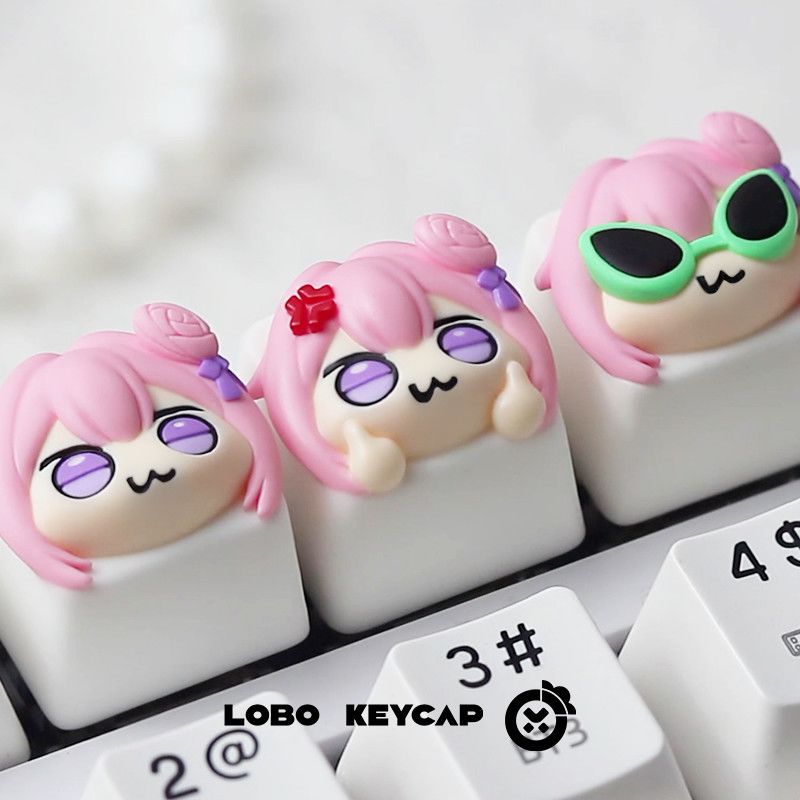 Gaming Accessories Pink - Keycap artisanal en résine, motif fille